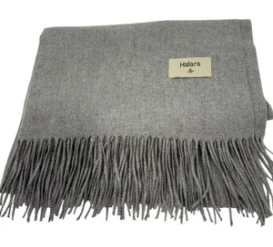 Halara Gray Oversized Fringed Scarf Soft Winter Shawl Wrap Heather Grey thumbnail 1