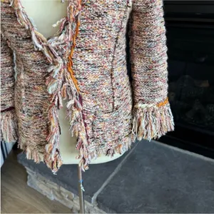 Anthropologie Textured Fringe Blazer in Multicolor thumbnail 13