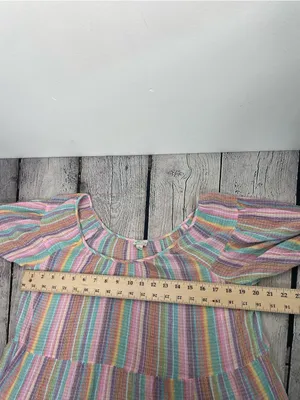 J. Crew Original Beach Wear Pastel Multicolor Striped Tiered below knee Dress thumbnail 15
