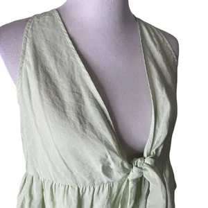 ZARA Tied Peplum Crop Top Womens M Pastel Green Plunging V Neck Festival NEW thumbnail 5