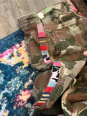 Anthropologie the wanderer Women’s Camo Utility Jeans with Multicolor Side Trim thumbnail 11