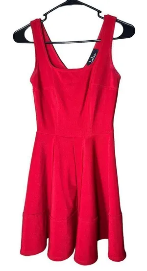 Lulus Home Before Daylight Red Square neck Sleeveless Skater Dress Size XS‎ thumbnail 1