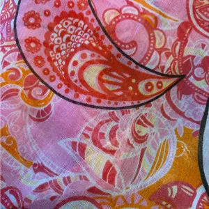 Beautiful Pink Flowy Paisley Scarf Size Approximately 71 1/2” x 12” thumbnail 2