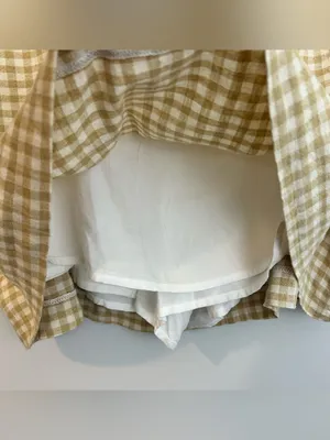 NWT Abercrombie & Fitch Ultra High Rise Scarlet Gingham Tan/White Mini Skirt XXL thumbnail 7