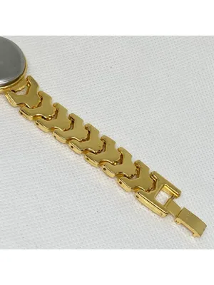 Vintage digital LCD women’s watch gold tone 26mm quartz links bracelet running thumbnail 7