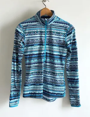 Nike‎ Pro Dri-FIT Womens Small Half Zip Pullover Blue Geometric Athletic Top thumbnail 1