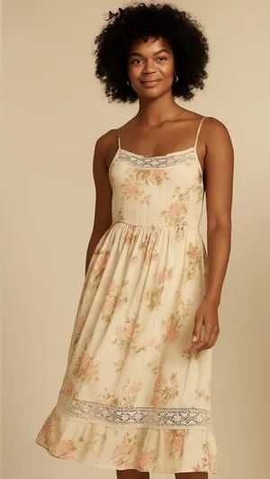Band of Gypsies Cream Sundress with Spaghetti Straps Size L thumbnail 1