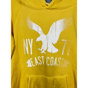 Vtg American Eagle‎ Outfitters Womens M Mustard Hoodie Pullover NY Cozy Fall thumbnail 2