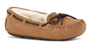 UGG Bella II Moccasin Slippers Chestnut Brown Suede Fur Lined thumbnail 1