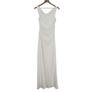 Lulus Effortlessly Sensational Maxi Dress Womens L White Satin Backless Back Zip thumbnail 2