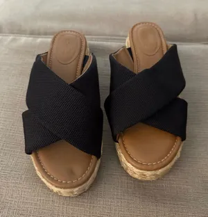 Universal Threads Black Crisscross Espadrille Slide Wedges thumbnail 1