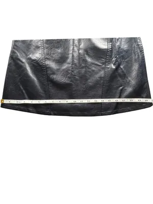 Zara Basic Faux Leather Mini Skirt Size S Dark Navy Blue Side Zip Textured thumbnail 9
