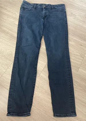 Express Women's Dark Indigo Straight Leg Jeans thumbnail 1