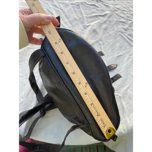 Vintage 70’s leather studded buckles backpack Black thumbnail 5