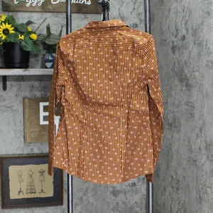 NWT Lands' End Sleeve Pattern Dress Shirt 484700 4 Tall Floral Stripe Brown thumbnail 2