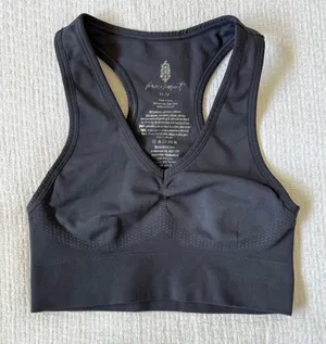 NWOT Free People FP Movement Sports Bra XS Petite Gray Racerback Ribbed Bralette thumbnail 1