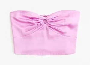 Abercrombie & Fitch‎ Womens Strapless Satin Pink Ruched Back Tube Top Size Large thumbnail 1