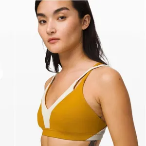 LULULEMON‎ New Ambition Sports Bra Fools Gold / Light Ivory Size 4 thumbnail 3