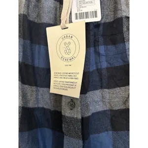 NWT S/M Urban‎ Renewal Blue Plaid Off The Shoulder Button Front Flannel Top thumbnail 3