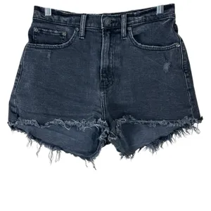 Abercrombie Denim Mom Shorts Womens 2 Curve Black Frayed Distressed Grunge thumbnail 2