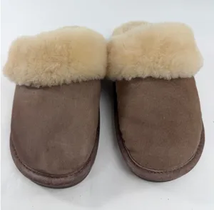 Old Friend Women Scuff Suede Sheepskin Slippers Chestnut Brown Size 6M thumbnail 1