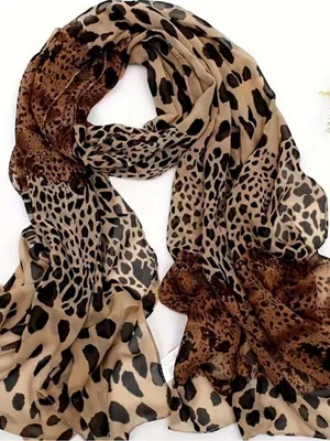 Leopard Print Lightweight Scarf thumbnail 1
