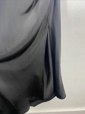 Hello Molly Black Halter Satin Maxi Dress with Side Slit Size L US8 thumbnail 6