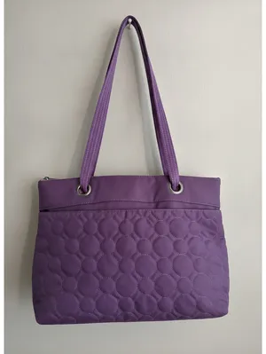 Thirty One Purple Quilted Circles Tote Bag Large Shoulder Purse thumbnail 1