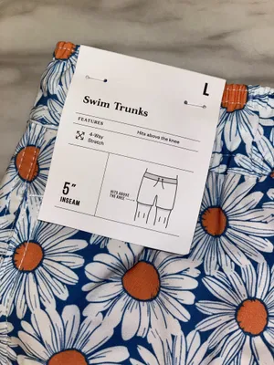Goodfellow Blue Floral Swim Trunks Mens Large 5 Inch Inseam Shorts NWT thumbnail 4