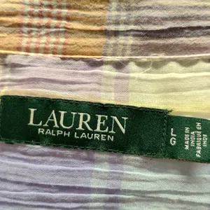 Lauren Ralph Lauren Size L Pastel Gauzy Semi-Sheer Button Up Long Sleeve Shirt thumbnail 7