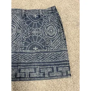 Free People School Daze Indigo Batik Denim Button Front Mini Skirt Size 8 thumbnail 7