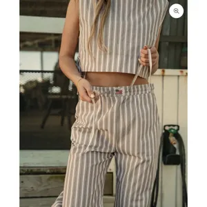 Tribe Kelley GRAYTon Tank Wide Leg Pant Summer Set Mocha Stripe cotton W XL thumbnail 2