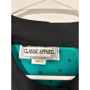 Classic Apparel Ltd 80s Vintage Teal Polka Dot Button Front Blazer Puff Shoulder thumbnail 3