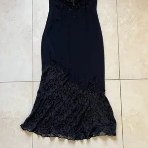 Cache Black Lace Beaded Crisscross Back Evening Formal Mermaid Dress Size 2 thumbnail 8