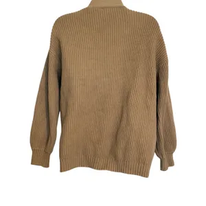 QUINCE 100% Organic Cotton‎ Oversized Ribbed Camel Brown Cardigan XS thumbnail 6
