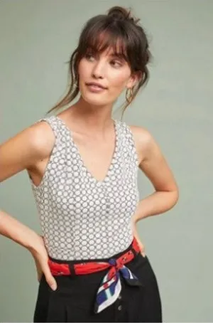 Anthropologie Maeve EUC Women's Black White Textured Astoria Peplum Top Size XL thumbnail 1