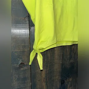 Kyodan Neon Yellow Athletic Crop Tank‎ Top with Side Ties Workout Activewear C26 thumbnail 5