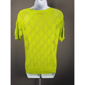 Vintage POL Neon Lime Open Knit Sweater Top Y2K‎ Indie Festival Grunge Fairy thumbnail 5