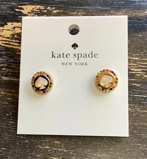kate spade Gold Spot the Spade Circle Studs with Multicolor Crystals thumbnail 1