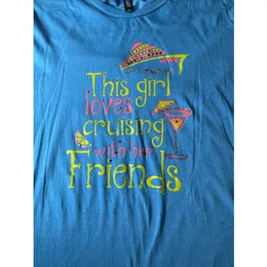 District Made Cruising with Friends T-shirt Women's XL Blue Graphic Print Top thumbnail 2