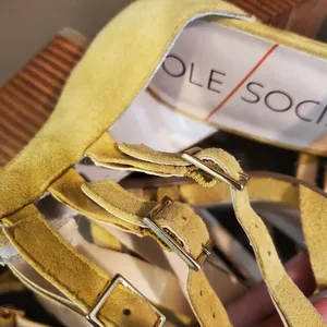 Sole Society Elise Gladiator 2 inches chunky heels size 8 new in suade yellow thumbnail 6