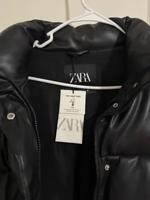 ZARA Puffer Jacket Leather thumbnail 2