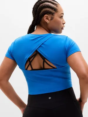 New Athleta M Transcend Open Back Tee Breaker Blue Medium Regular thumbnail 5