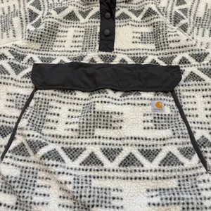 Carhartt Sherpa Fleece Pullover Womens XL‎ White Black Geometric Snap Front thumbnail 4