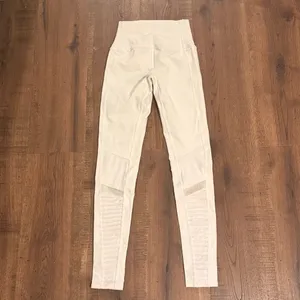 ALO YOGA White Moto Leggings XXS Mesh Workout Athleisure‎ Airbrush thumbnail 3