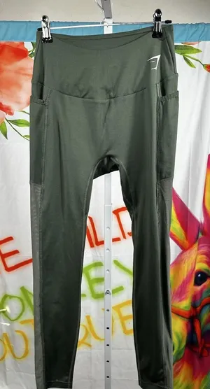 L62. Gymshark Women's Green and Khaki Leggings thumbnail 1