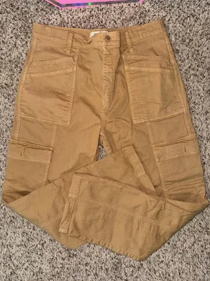Madewell 90s Straight Cargo Pants‎ Tan Herringbone Utility Size 32 thumbnail 1