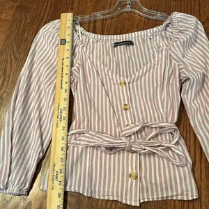 Abercrombie & Fitch Tie Front Stripe‎ Button Front Top, M thumbnail 9