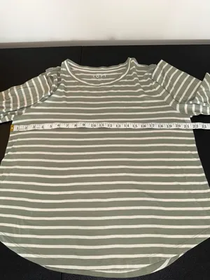 Loft Striped Long Sleeve Tee Size XL Green White thumbnail 4