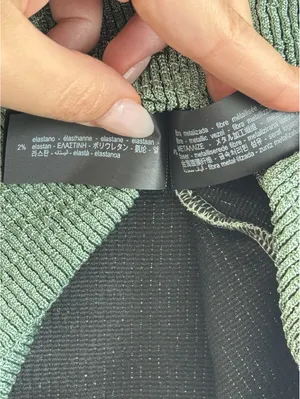 Zara Green Metallic Ribbed Knit Strapless Tube Top Size Medium thumbnail 3